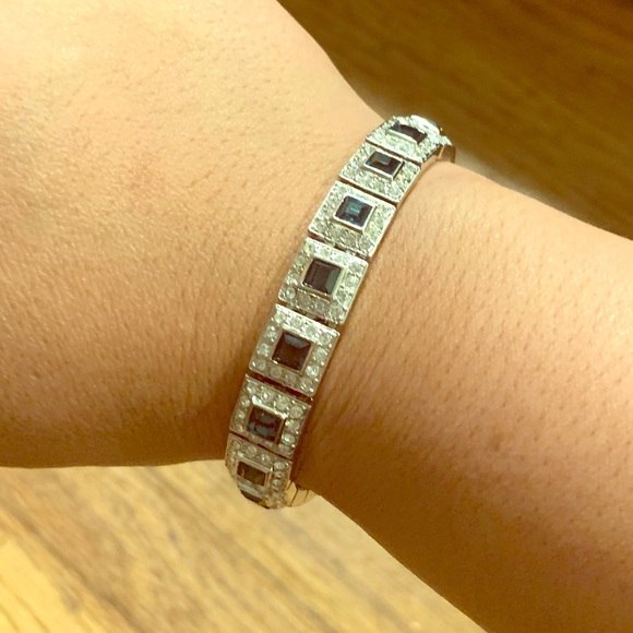Paris Bijoux Deep Blue Crystal & Rhodium Bracelet - Picture 1 of 7